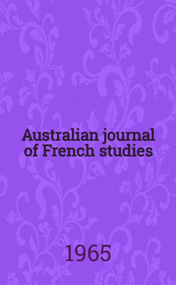 Australian journal of French studies