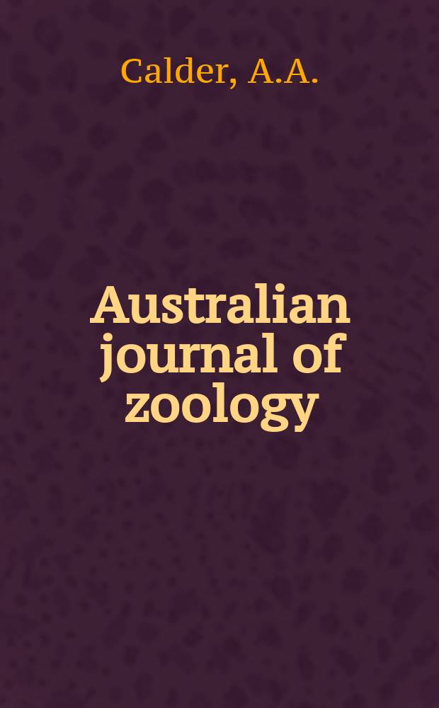 Australian journal of zoology : Publ. by the Commonwealth scientific and industrial research organization. №122 : Classification, relationships and distribution ...
