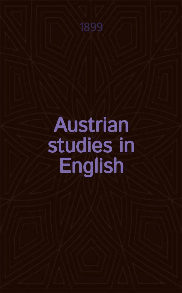 Austrian studies in English : Formerly Wiener Beiträge zur englischen Philologie. Bd.10 : George Crabbe. Eine Würdigung seiner Werke
