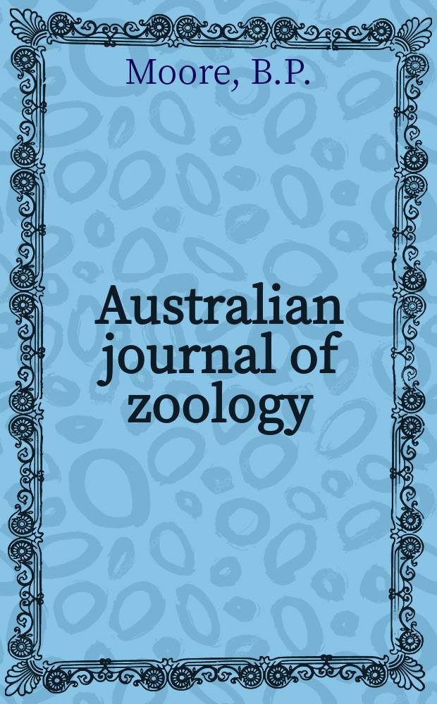 Australian journal of zoology : Publ. by the Commonwealth scientific and industrial research organization. №18 : A revision of the Australian Trechinae ...