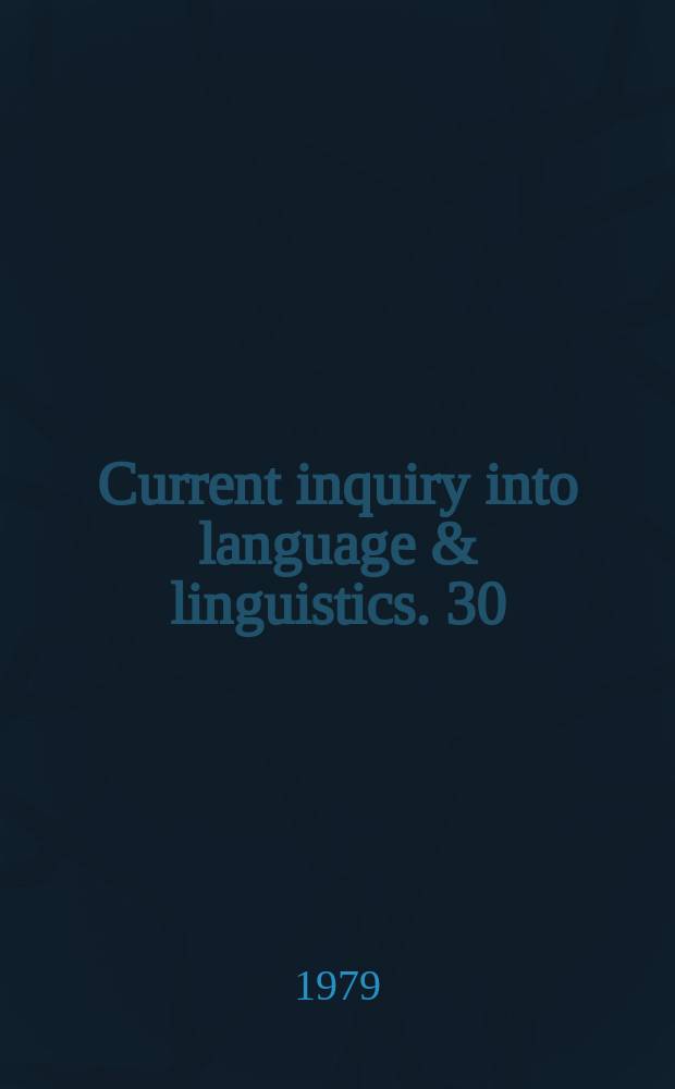 Current inquiry into language & linguistics. 30 : Le Fran&ccedil;ais parl&eacute;