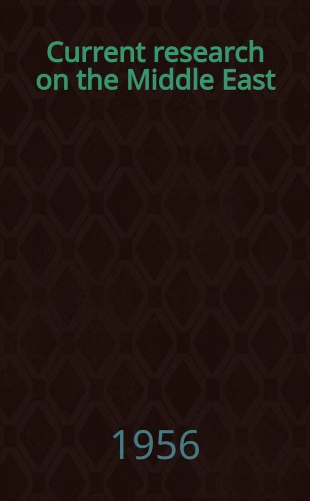 Current research on the Middle East