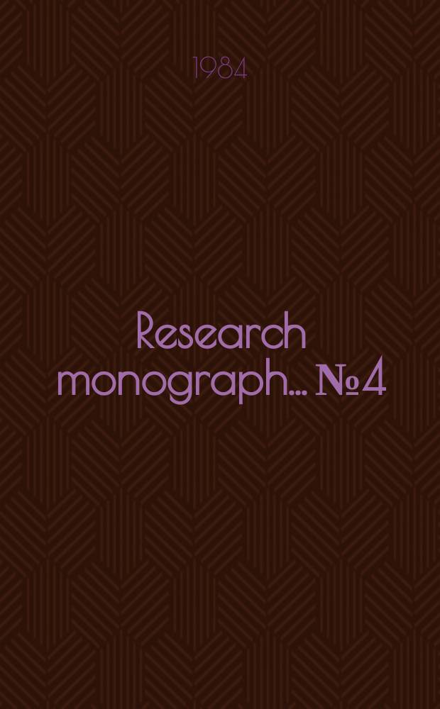 Research monograph... №4 : Credit for the rural poor