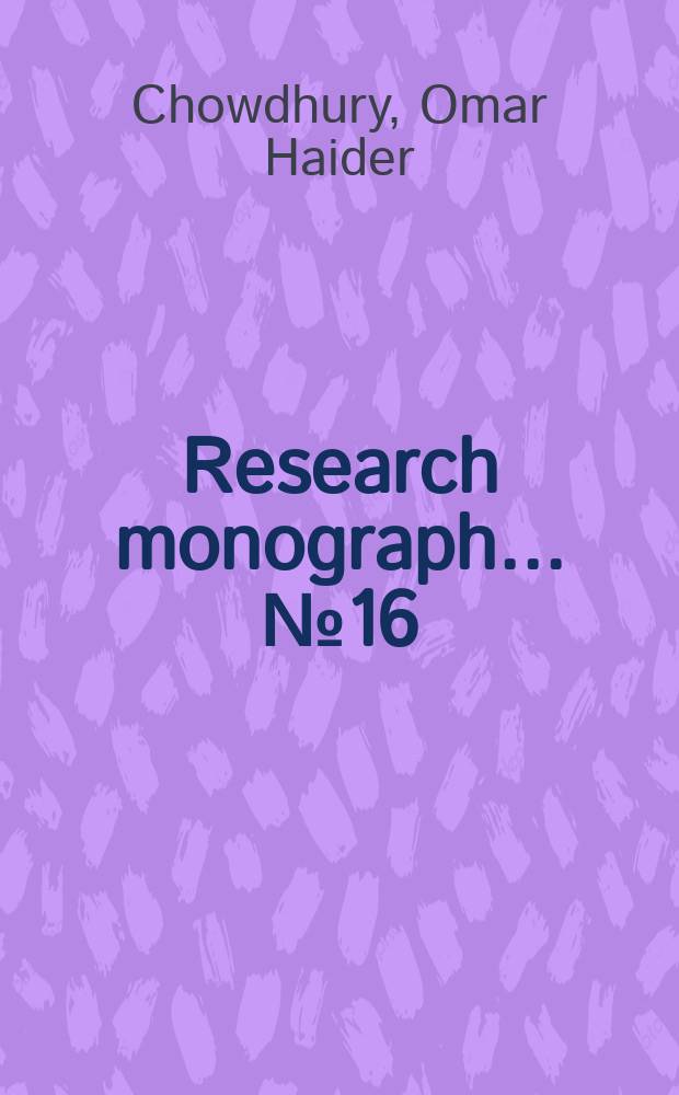 Research monograph... №16 : Incidence of indirect taxation in Bangladesh: 1984/85