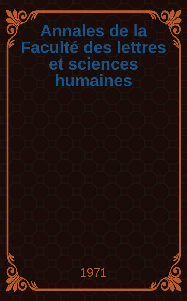 Annales de la Faculté des lettres et sciences humaines