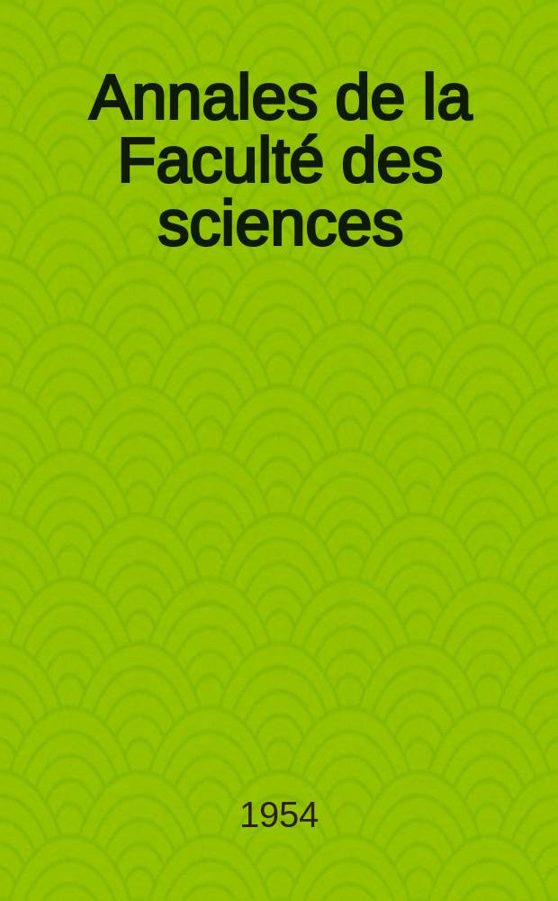 Annales de la Faculté des sciences