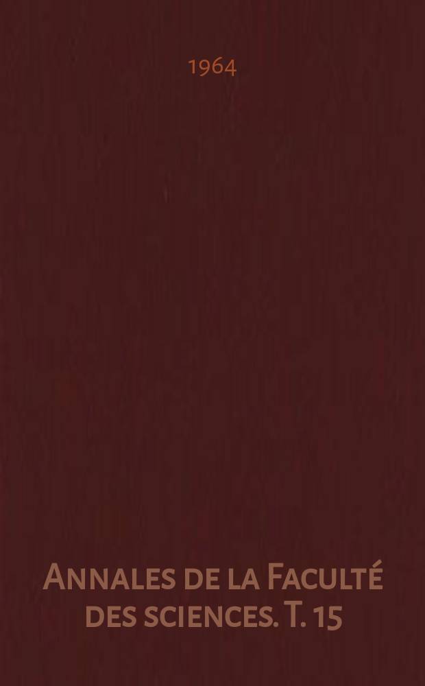 Annales de la Faculté des sciences. T. 15 : Les formations paléozoïques du Zemmour noir (Mauritanie septentrionale)