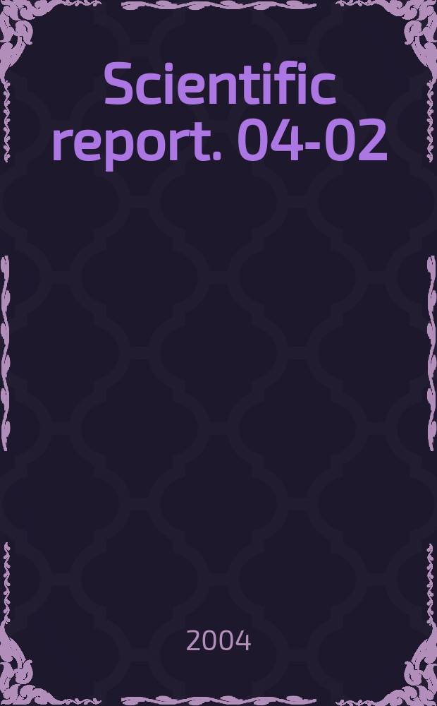 Scientific report. 04-02 : Error analyses of refractivity...