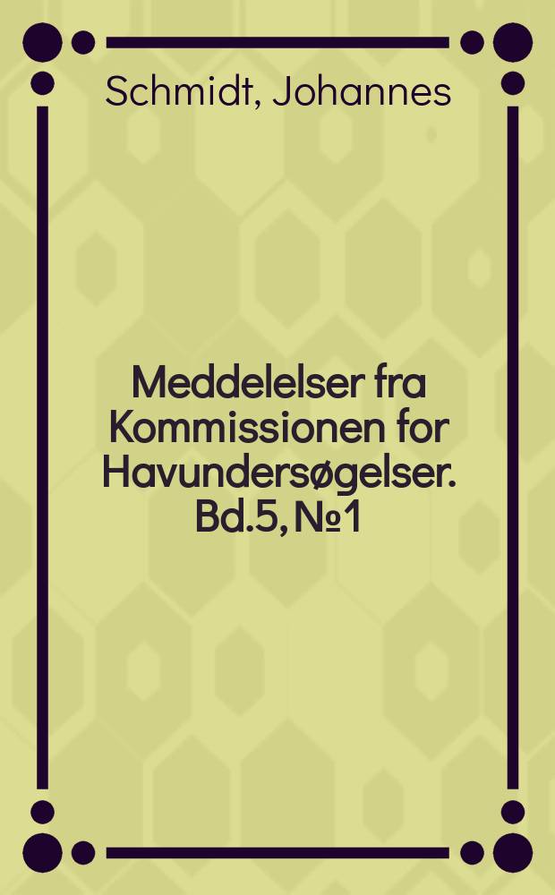 Meddelelser fra Kommissionen for Havunders&oslash;gelser. Bd.5, №1 : Marking experiments with turtles in the Danish West Indies