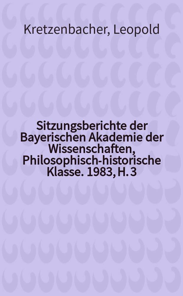 Sitzungsberichte der Bayerischen Akademie der Wissenschaften, Philosophisch-historische Klasse. 1983, H. 3 : Wortbegründetes Typologie-Denken auf mittelalterlichen Bildwerken