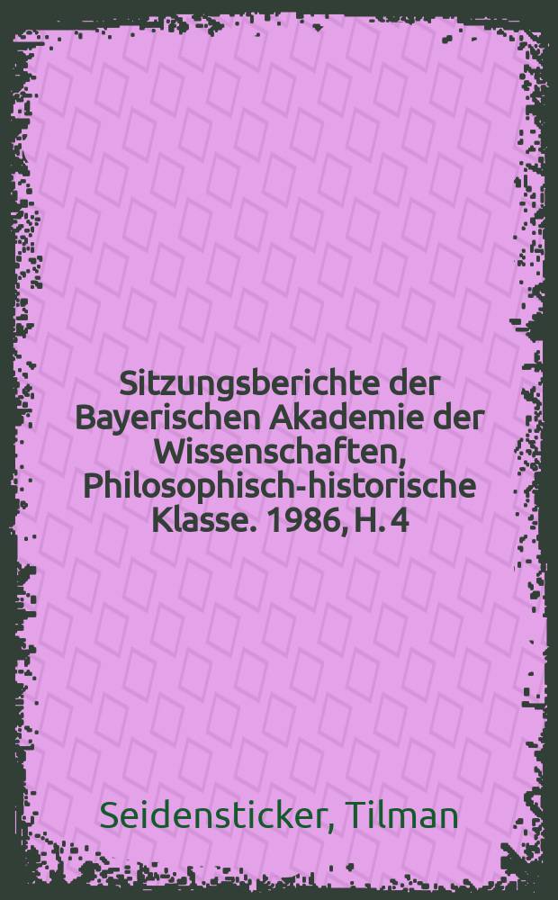 Sitzungsberichte der Bayerischen Akademie der Wissenschaften, Philosophisch-historische Klasse. 1986, H. 4 : Das Verbum sawwama