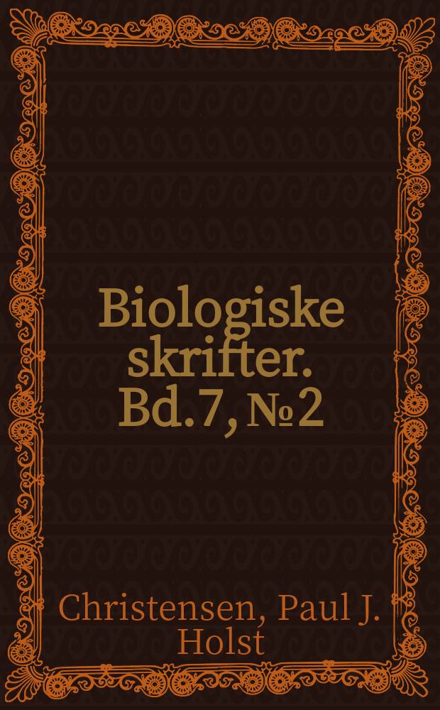 Biologiske skrifter. Bd.7, №2 : Studien über die postembryonale Entwicklung bei Cochlidion Limacodes Hufn. (Fam. Cochlididae, Lepidoptera)