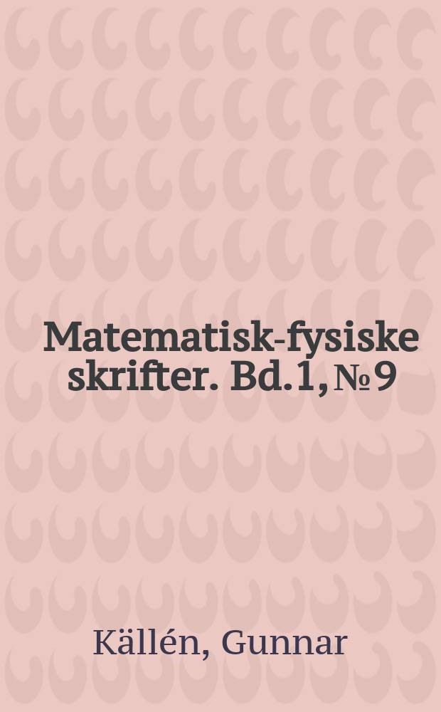 Matematisk-fysiske skrifter. Bd.1, №9 : Generalized singular functions