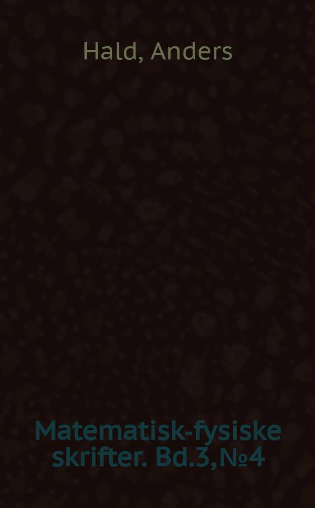 Matematisk-fysiske skrifter. Bd.3, №4 : A table for solving the binomial equation B(c,n,p)=P for c=0(1)50 and 15 values of P