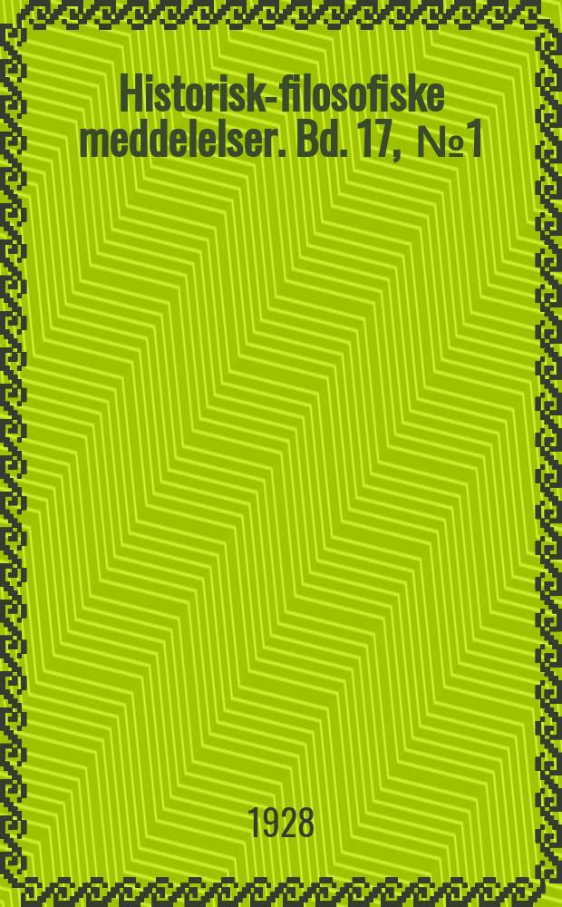 Historisk-filosofiske meddelelser. [Bd.] 17, [№]1 : L'ordre des mots en français moderne