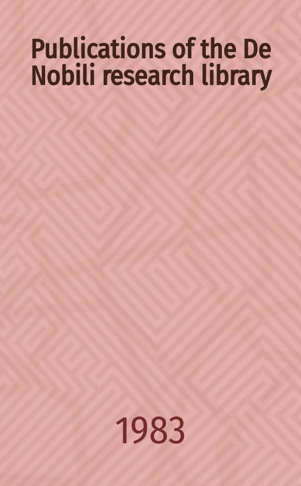 Publications of the De Nobili research library