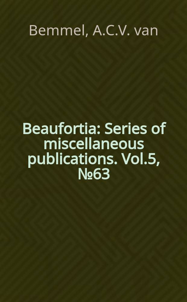 Beaufortia : Series of miscellaneous publications. Vol.5, №63 : De stand van de Ooievaar, Ciconia c. ciconia (Linné) in Nederland in 1956