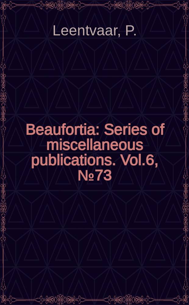 Beaufortia : Series of miscellaneous publications. Vol.6, №73 : Observations on the plankton of some inland waters especially "Wielen" in the Netherlands