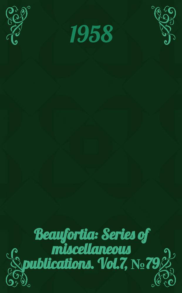 Beaufortia : Series of miscellaneous publications. Vol.7, №79 : Tumours of reptiles