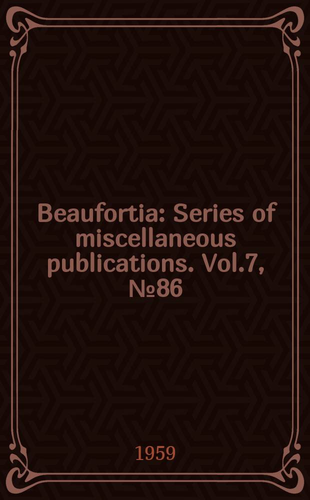 Beaufortia : Series of miscellaneous publications. Vol.7, №86 : Die Seepocke Elminius modestus auf Helgoland