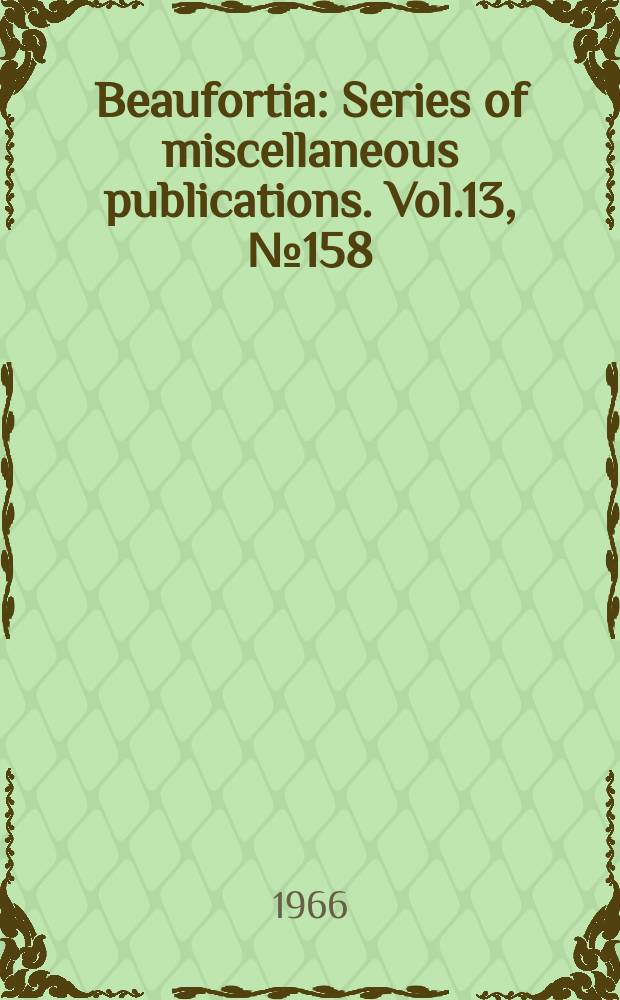Beaufortia : Series of miscellaneous publications. Vol.13, №158 : Catalogue of the type specimens of amphibians and reptiles in the Zoological museum, Amsterdam