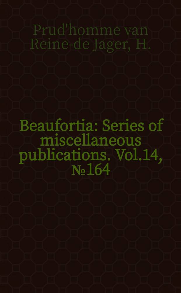 Beaufortia : Series of miscellaneous publications. Vol.14, №164 : The Distribution of the subspecies of Jaera albifrons Leach (Crustacea, Isopoda, Asellota) in the Netherlands