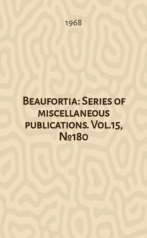 Beaufortia : Series of miscellaneous publications. Vol.15, №180 : List of scientific publications by Prof. Dr. H. Engel