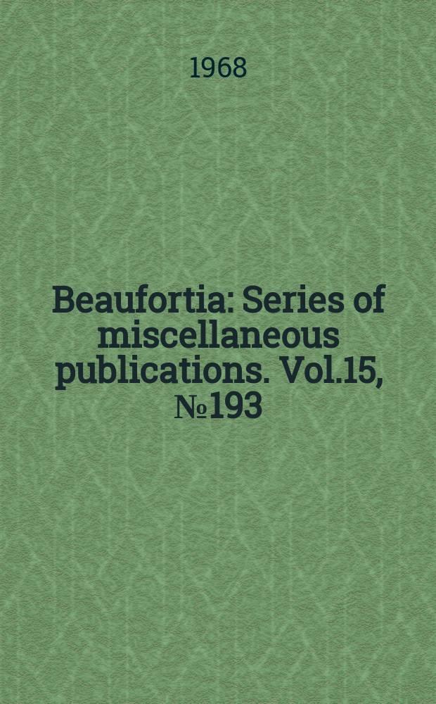 Beaufortia : Series of miscellaneous publications. Vol.15, №193 : Rhizoglyphus engeli nov. spec., with notes on the genus Rhizoglyphus (Acari, Acaridae)