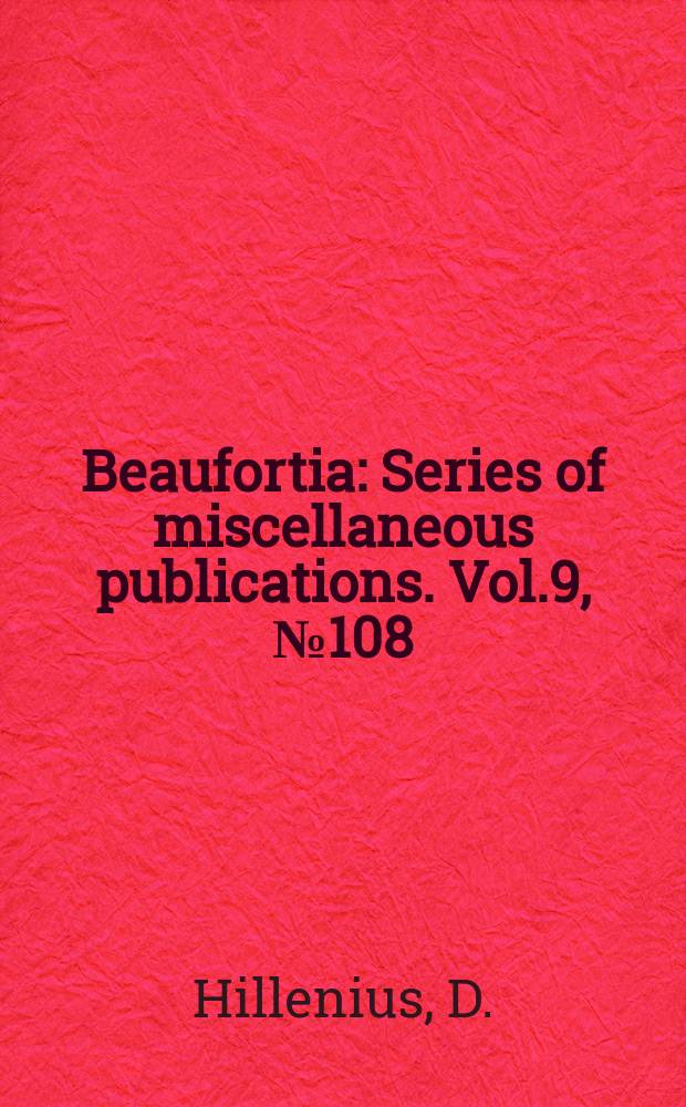 Beaufortia : Series of miscellaneous publications. Vol.9, №108 : Notes on Chameleons