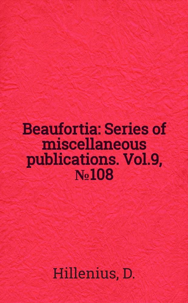 Beaufortia : Series of miscellaneous publications. Vol.9, №108 : Notes on Chameleons