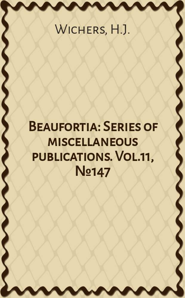 Beaufortia : Series of miscellaneous publications. Vol.11, №147 : Sur une nouvelle espèce d'Amphipode, intermédiaire entre Niphargus et Niphargellus du Boulonnais