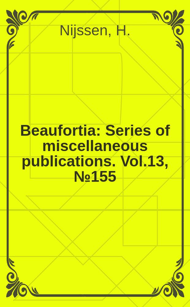 Beaufortia : Series of miscellaneous publications. Vol.13, №155 : The occurrence of Cynoglossus browni Chabanaud, 1949, in the North Sea
