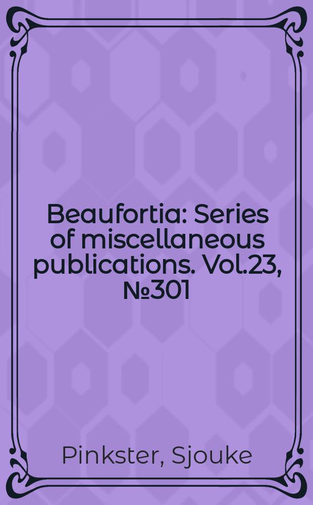Beaufortia : Series of miscellaneous publications. Vol.23, №301 : On two new freshwater species of the genus Gammarus...