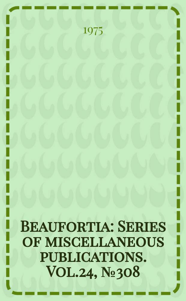 Beaufortia : Series of miscellaneous publications. Vol.24, №308 : On the dimensions...