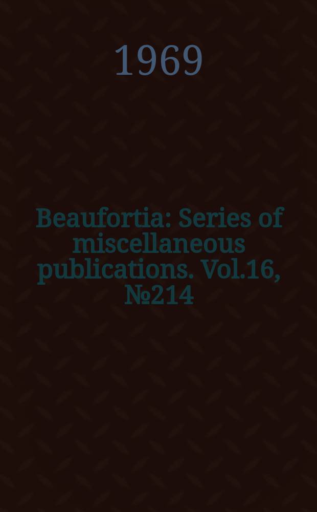 Beaufortia : Series of miscellaneous publications. Vol.16, №214 : Rosacea villafrancae sp. n., un nouveau siphonophore calycophore Prayinae de la mer Méditerranée