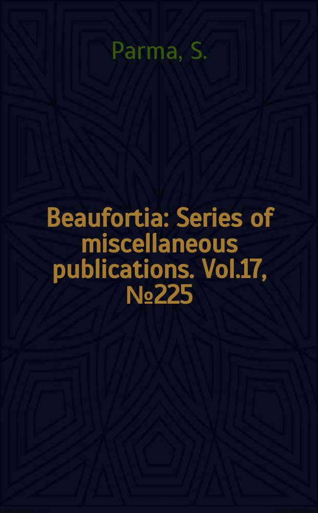 Beaufortia : Series of miscellaneous publications. Vol.17, №225 : Notes on the larval taxonomy, ecology, and distribution of the Dutch Chaoborus species (Diptera, Chaoboridae)