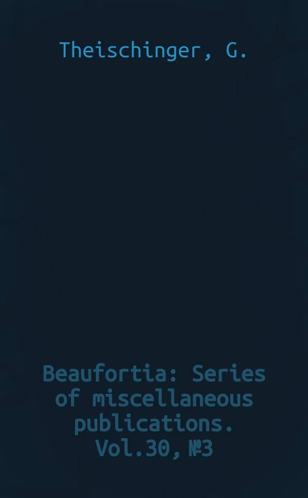 Beaufortia : Series of miscellaneous publications. Vol.30, №3 : Neue Taxa von Lunatipula Edwards aus der mediterranen subregion der palaearktis (Diptera, Tipulidae, Tipula Linnaeus)