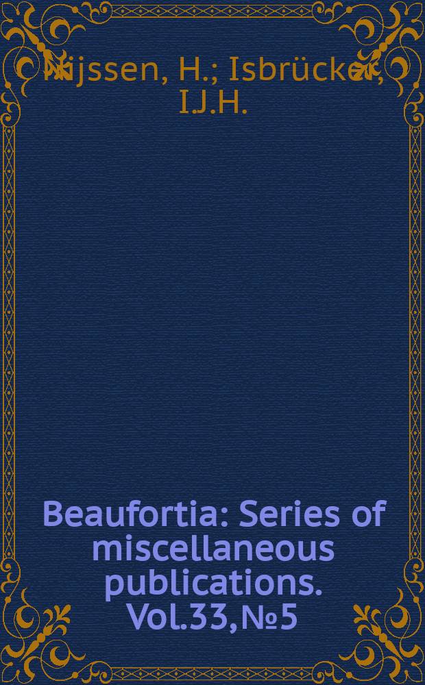Beaufortia : Series of miscellaneous publications. Vol.33, №5 : Review of the genus Corydoras from Colombia, with descriptions of two new species (Pisces, Siluriformes, Callichthyidae)
