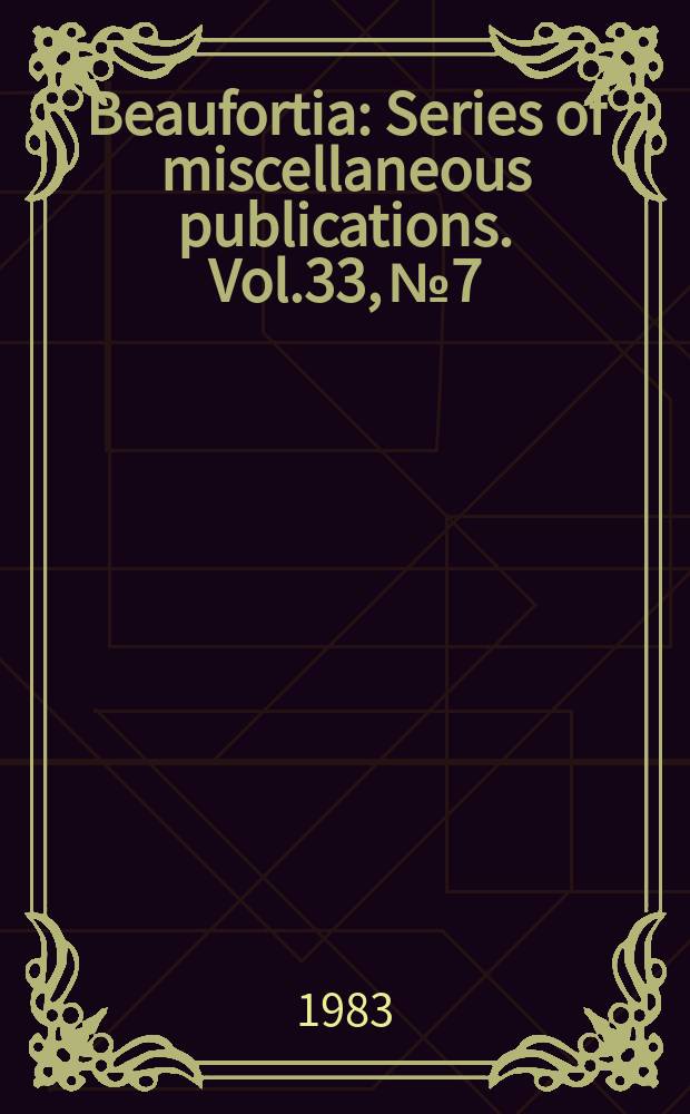 Beaufortia : Series of miscellaneous publications. Vol.33, №7 : Subspecies recognition in Knot Calidris canutus and occurrence of the races in Western Europe