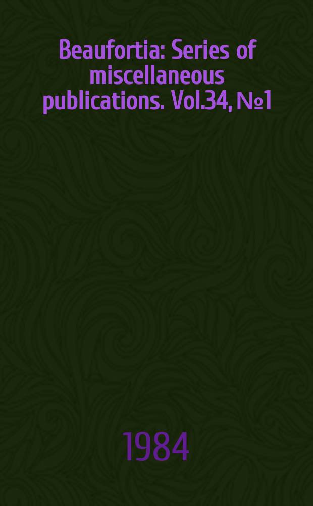 Beaufortia : Series of miscellaneous publications. Vol.34, №1 : Ecology of the long-tailed Skua (Stercorarius longicaudus Vieillot, 1819) at Scoresby Sund, East Greenland