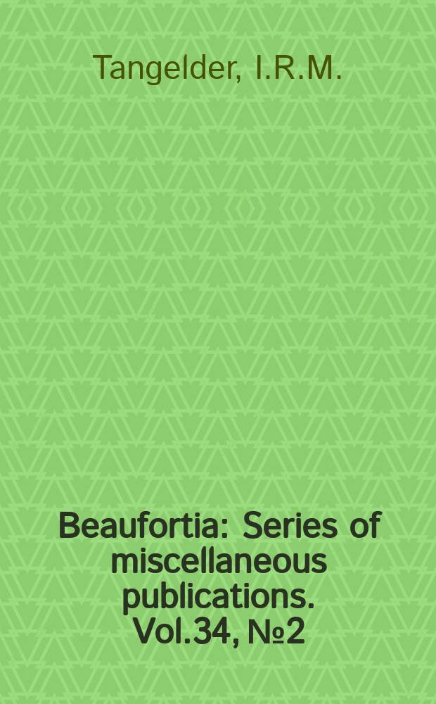 Beaufortia : Series of miscellaneous publications. Vol.34, №2 : The species of the Nephrotoma dorsalis-group in the Palaearctic (Diptera, Tipulidae)