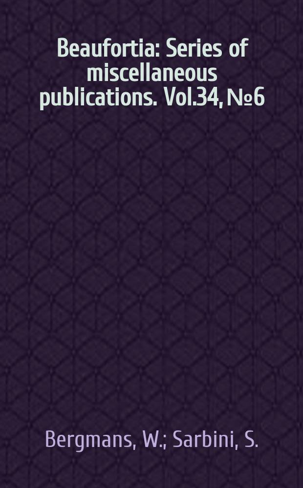 Beaufortia : Series of miscellaneous publications. Vol.34, №6 : Fruit bats of the genus Dobsonia Palmer, 1898, from the islands of Biak, Owii, Numfoor and Yapen, Irian Jaya (Mammalia, Megachiroptera)