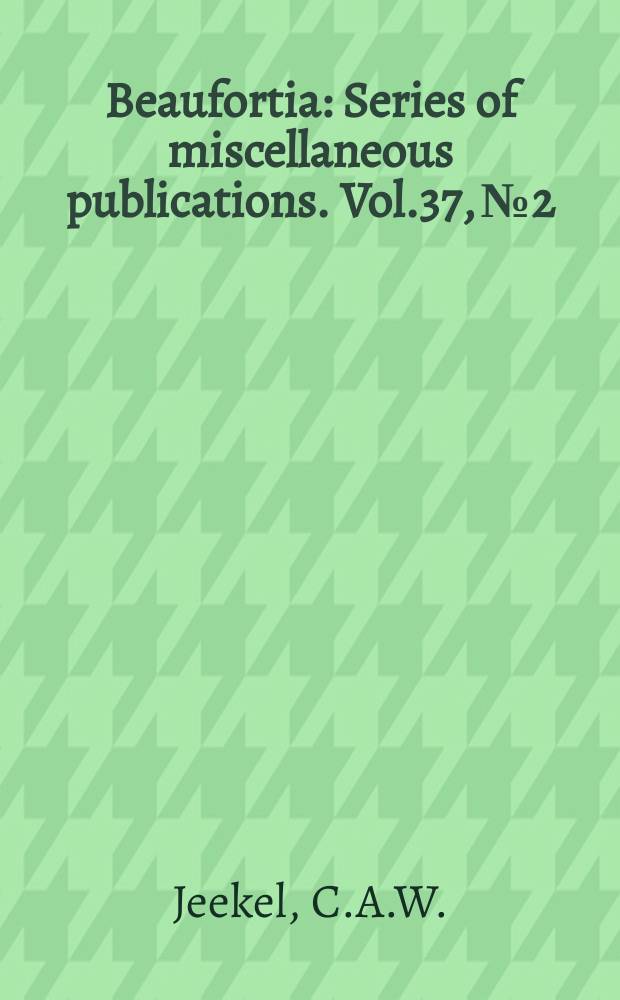 Beaufortia : Series of miscellaneous publications. Vol.37, №2 : Millipedes from Australia