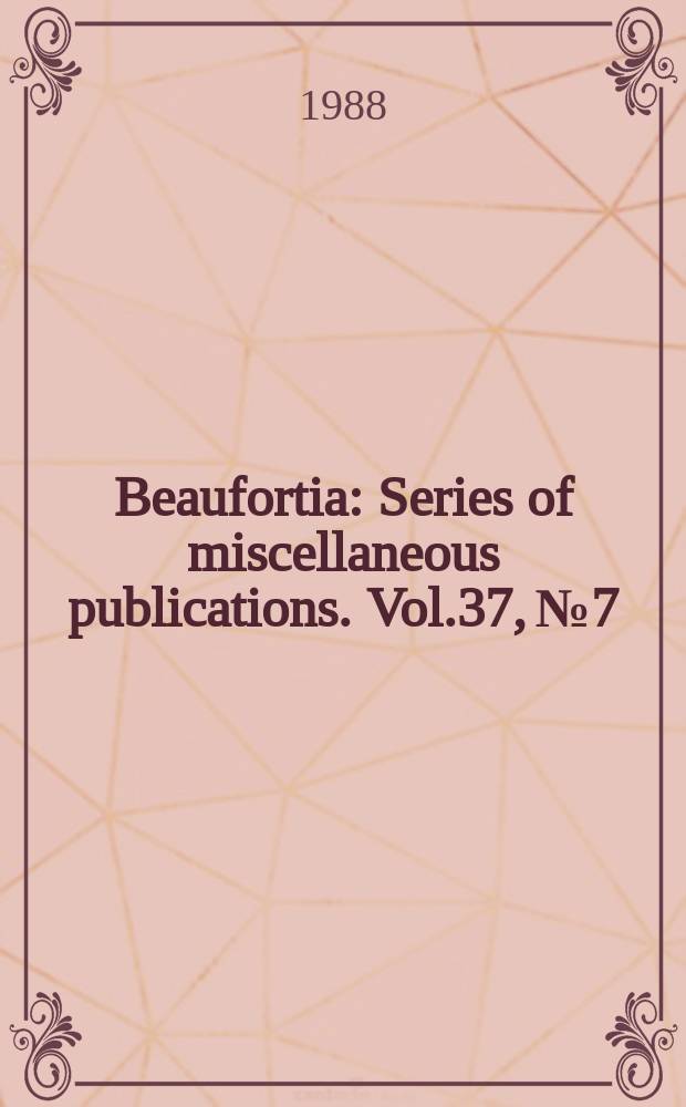 Beaufortia : Series of miscellaneous publications. Vol.37, №7 : Character analyses for discrimination...