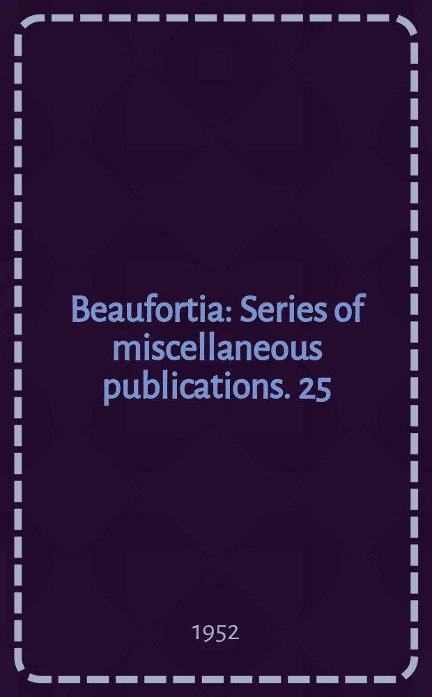 Beaufortia : Series of miscellaneous publications. 25 : Dier en mens
