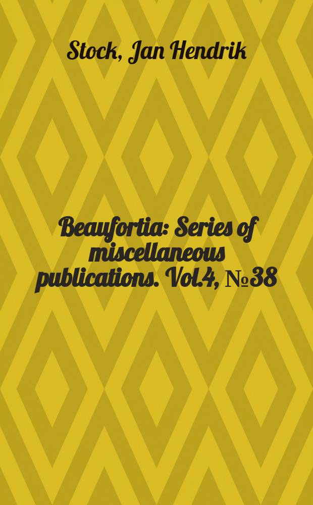 Beaufortia : Series of miscellaneous publications. Vol.4, №38 : Re-description de Tococheres cylindraceus Pelseneer, 1929, Copepode commensal de Loripes lacteus
