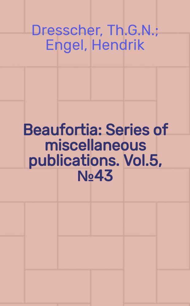Beaufortia : Series of miscellaneous publications. Vol.5, №43 : Trocheta bykowskii Gedroyc, 1912, in the Netherlands