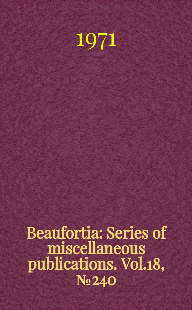 Beaufortia : Series of miscellaneous publications. Vol.18, №240 : Redescription of Pterygascidia mirabilis Sluiter, 1904 (Ascidiacea, Cionidae), based on the type specimens