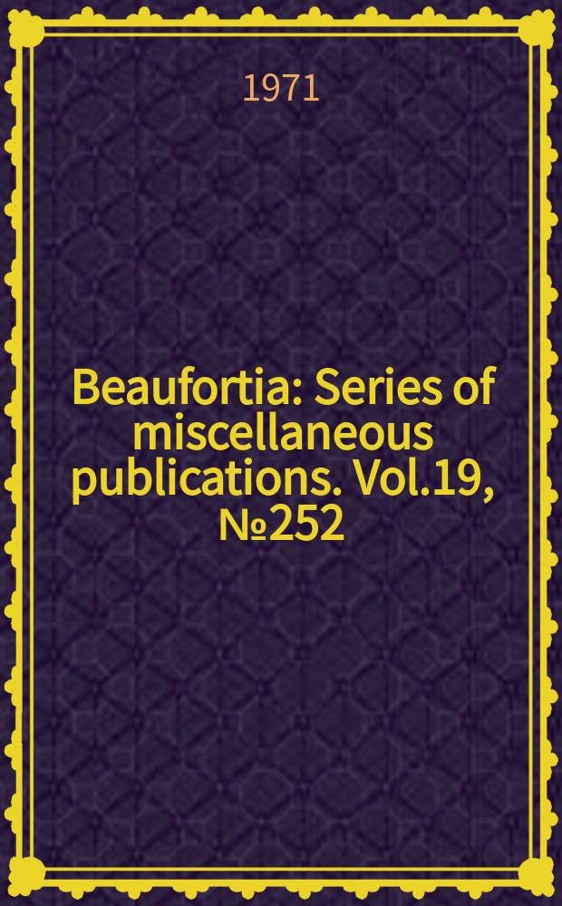 Beaufortia : Series of miscellaneous publications. Vol.19, №252 : Cirolana narica n. sp., a New Zealand isopod (Crustacea) found in the nasal tract of the dolphin Cephalorhynchus hectori