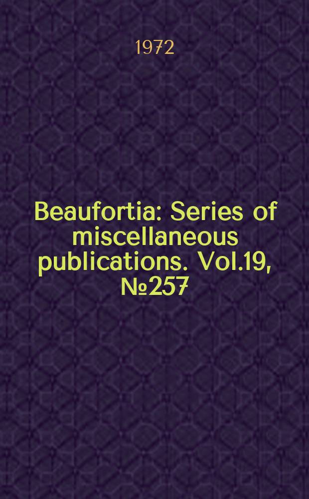 Beaufortia : Series of miscellaneous publications. Vol.19, №257 : Birds, observed and collected by "De Nederlandse Spitsbergen Expeditie" in West and East Spitsbergen, 1967 and 1968-69